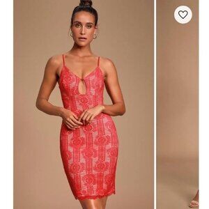 Lulu's Red Lace Mini Dress